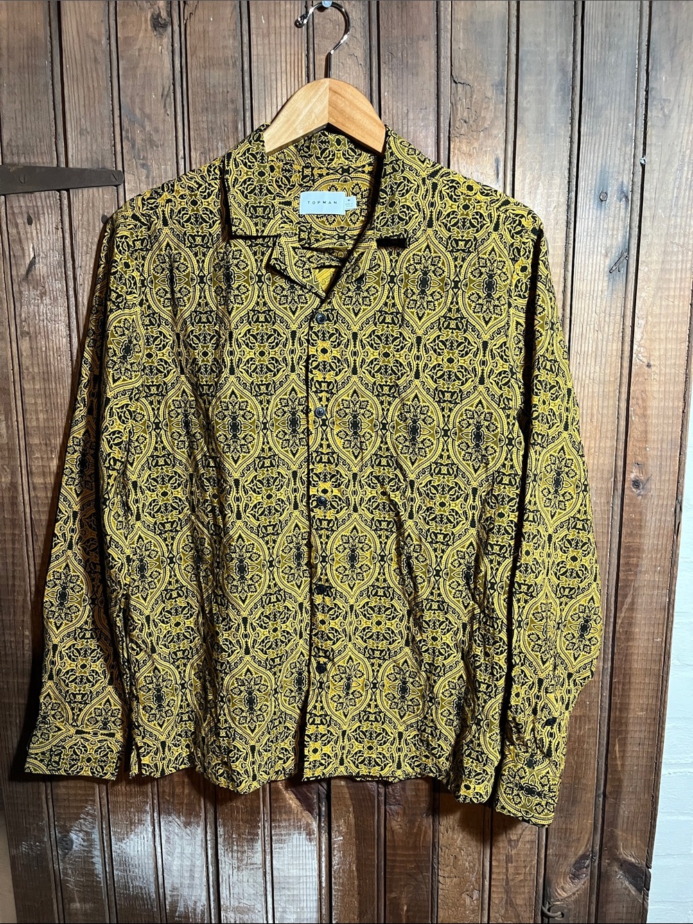 Topman Yellow & Black Patterned Lightweight Shirt